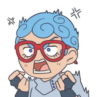 😡 Anime, En colère, Personnage, Lunettes, Frustré, Dessin animé telegram sticker
