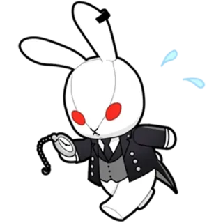 😥 rabbit, white rabbit, clock, suit telegram sticker