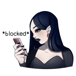 📱 vampiro, donna, goth, telefono, cartone animato telegram sticker