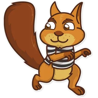 😏 squirrel, cartoon, animal, striped shirt telegram sticker