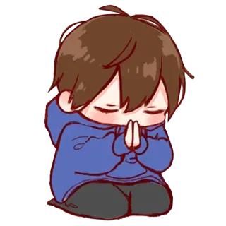 🖤 Dibujo animado, Anime, Niño, Oración, Chibi telegram sticker