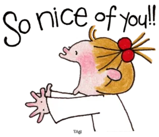 👍 So nice of you! obrigado, legal, elogio, desenho animado, saudação, adorável whatsapp sticker