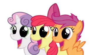 😍 Cutie Mark Crusaders My Little Pony Cutie Mark Crusaders, My Little Pony, L'amitié c'est magique, Dessin animé, Poney, Amitié telegram sticker