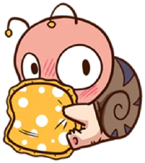 😳 Schnecke, süß, Tier, Cartoon, kawaii, schläfrig, Kissen telegram sticker