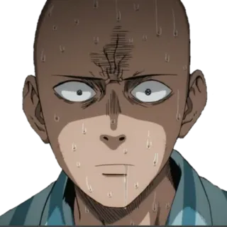 😨 Saitama One Punch Man Аниме, Герой, Серьезный, Супергерой, Лысый telegram sticker