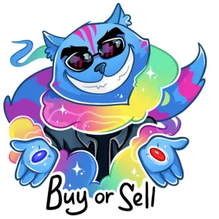 💊 Buy or Sell gato, pílulas, comprar, vender, desenho animado, colorido telegram sticker