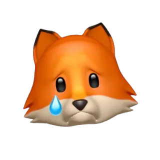 🥲 zorro, emoji, triste, llorando, animal, dibujos animados whatsapp sticker