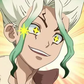 🥬 Senku Ishigami Dr. Stone Аниме, Dr. Stone, Сенку Исигами, Мультфильм, Наклейка whatsapp sticker