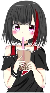 🥤 Anime, Chica, Bubble Tea, Lindo, Dibujos animados telegram sticker
