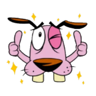 👍 Courage the Cowardly Dog การ์ตูน, สุนัข, ความกล้าหาญ, ขยิบตา, ยกนิ้วโป้ง telegram sticker