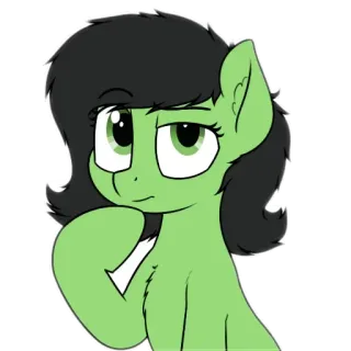 🧐 小马, 绿色, 卡通, 动物, 拟人化 telegram sticker