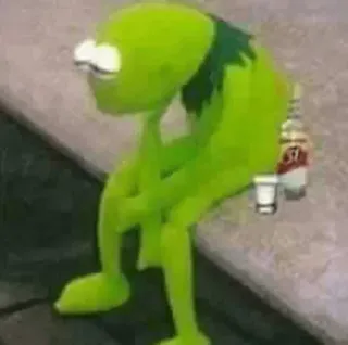 🍺 Kermit カーミット, 悲しい, マペット, カエル, 飲んでいる telegram sticker