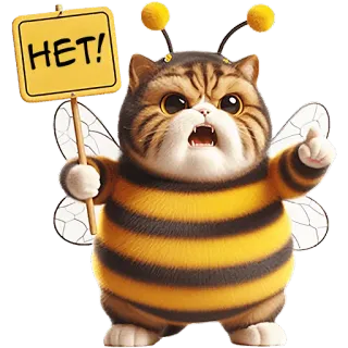 🙅‍♂ HET! แมว, ผึ้ง, สัตว์, ประท้วง, ไม่ whatsapp sticker