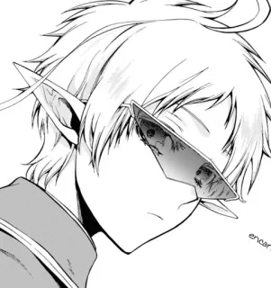 😎 elfe, sonnenbrille, anime stil, porträt, manga telegram sticker