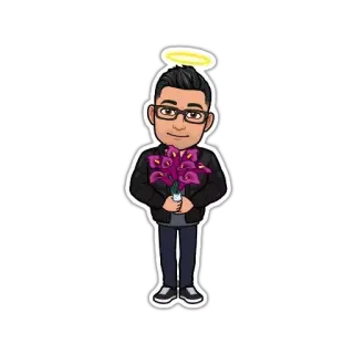 💐 bitmoji, цветы, ореол, мультфильм, персонаж telegram sticker