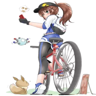 🚲 аниме, покемон, девушка, велосипед, Иви telegram sticker