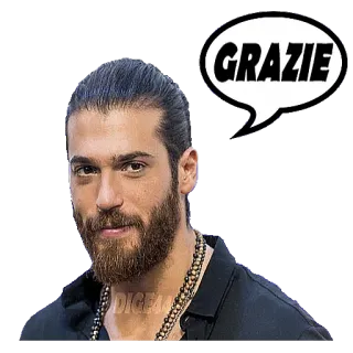 😀 GRAZIE спасибо, мужчина, портрет, выражение, благодарность telegram sticker
