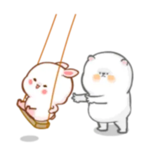 💟 słodkie, kreskówka, zwierzę, huśtawka, przyjaźń whatsapp sticker