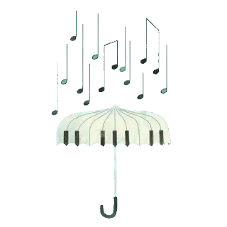 🎶 música, piano, paraguas, lluvia, notas, musical telegram sticker