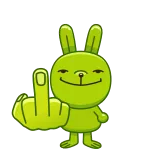 🖕 กระต่าย, นิ้วกลาง, หยาบคาย, ไม่สุภาพ, สีเขียว, สัตว์ telegram sticker