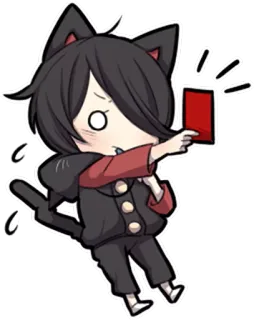 🏁 고양이, 치비, 카와이, 애니메이션, 레드 카드, 귀여운, 만화 telegram sticker
