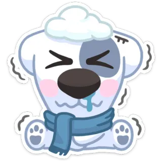 🥶 Dibujo animado, Perro, Bufanda, Frío, Invierno, Lindo telegram sticker