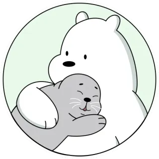 🥰 Ice Bear We Bare Bears oso, foca, abrazo, dibujos animados, animal, lindo telegram sticker