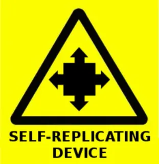 👶 SELF-REPLICATING DEVICE предупреждение, самовоспроизводящийся, устройство, осторожно, символ, опасность telegram sticker
