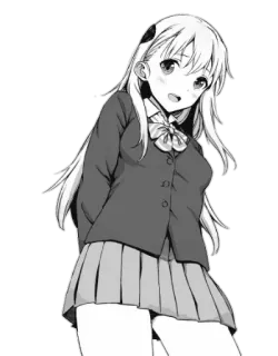 😄 Anime, Chica, Uniforme escolar, Dibujo animado, Manga, Personaje telegram sticker