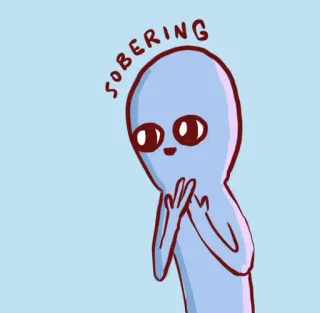 😀 SOBERING มนุษย์ต่างดาว, ทำให้คิด, น่ารัก, การ์ตูน, ตลก telegram sticker