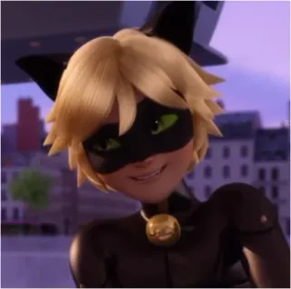 😏 Chat Noir Miraculous: Tales of Ladybug & Cat Noir 卡通, 超级英雄, 猫, 瓢虫少女, 黑猫诺儿 whatsapp sticker