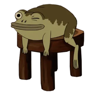 😉 rana, dibujo animado, animal, perezoso, dormilón, taburete telegram sticker