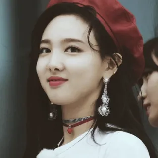 🖇 woman, portrait, red beret, jewelry, fashion, kpop, female, person telegram sticker