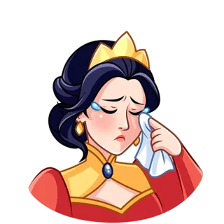 😢 crying, sad, queen, cartoon, emotional, tear, princess, royalty telegram sticker