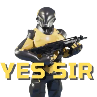 😀 YES SIR soldado, capacete, arma, militar telegram sticker