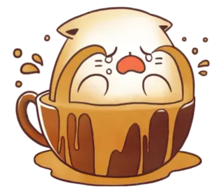 ☕ pleurer, chat, café, kawaii, triste, tasse, emoji whatsapp sticker
