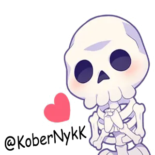 ❤ squelette, cœur, kawaii, mignon, amour whatsapp sticker
