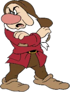 👀 Grumpy Snow White and the Seven Dwarfs disney, brontolo, nano, arrabbiato, cartone animato telegram sticker