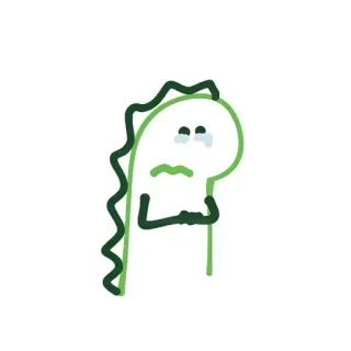 🐛 dinozaur, smutny, płaczący, kreskówka, naklejka, słodki, zielony telegram sticker