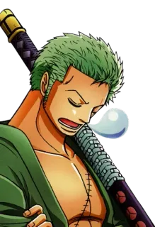 😴 Roronoa Zoro One Piece anime, manga, Roronoa Zoro, One Piece, swordsman, pirate, character, green hair telegram sticker