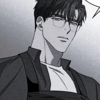🩸 man, glasses, anime, serious, portrait telegram sticker