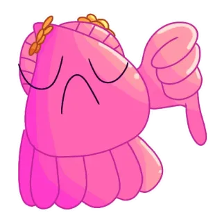 👎 Polegar para baixo, Não gosto, Desenho animado, Rosa, Negativo telegram sticker