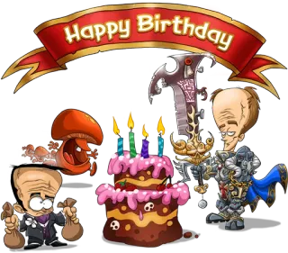 4⃣ Happy Birthday 생일, 케이크, 판타지, 축하, 캐릭터, 재미 telegram sticker