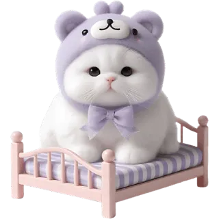 👶 gato, gatito, lindo, animal, mascota, cama, sombrero, adorable telegram sticker