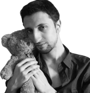 😆 man, teddy bear, portrait, monochrome, affection, casual telegram sticker