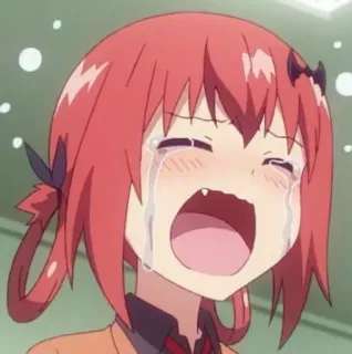 😭 Satania Gabriel DropOut 애니메이션, 울음, 악마, 사타냐, 가브릴 드롭아웃, 슬픔 telegram sticker