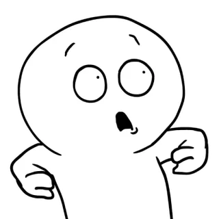 😲 cartoon, shocked, surprised, white, funny telegram sticker