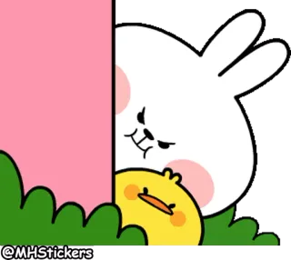 😠 @MHStickers coniglio, pulcino, carino, cartone animato, animale, adesivo, coniglietto, uccello telegram sticker