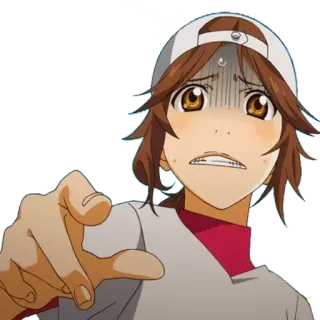 😰 anime, cartoon, character, worried, pointing telegram sticker