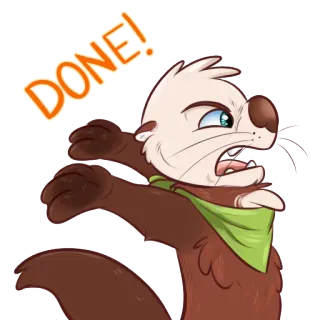 😤 DONE! Loutre, Dessin animé, Animal, Fait, Expression, Célébration whatsapp sticker
